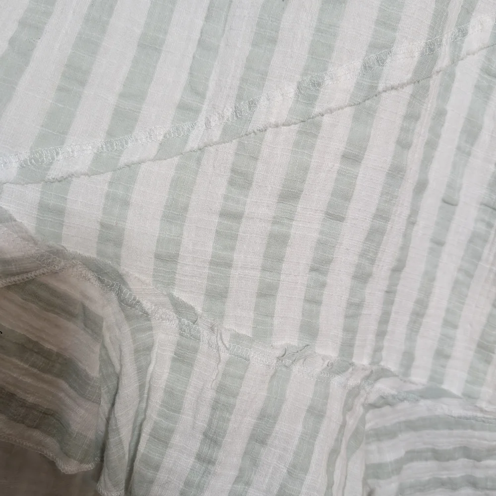 In Loom Seafoam Green And White Striped Gauze Mini Dress High Low Large NWT - Picture 7 of 14